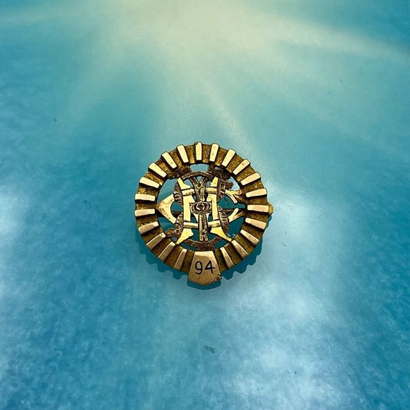 14 karat Antique Victorian Monogram class 94 Brooch , Cloak / Sash Pin - Picture 1 of 12